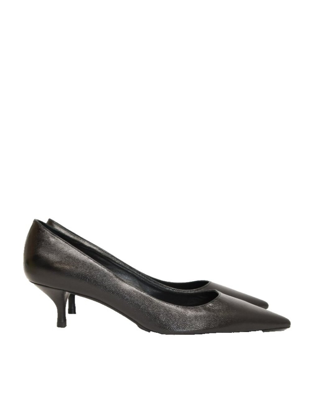 $550 STUART WEITZMAN POWER PUMP KITTEN POINTED GRAINED LEATHER BLACK 10 (DD20)